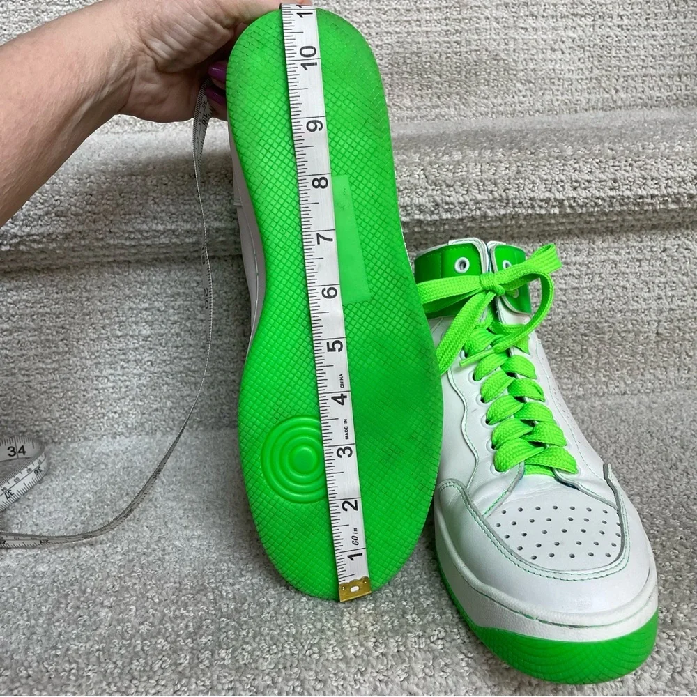 OFF PLAY High Top Sneakers White Green Leather Streetwear Women 10.5-11 Men 9